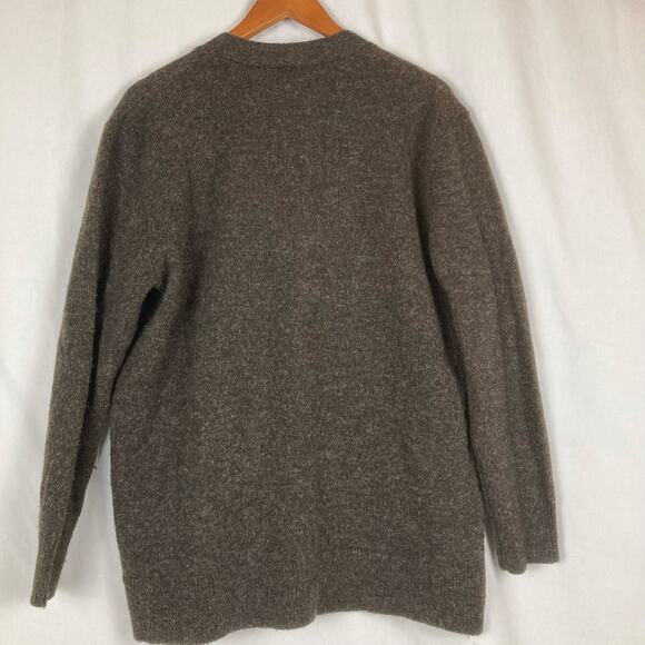 Pendleton Washable Wool V-Neck Cardigan Women M Brown Gray Heathered Cozy Lounge - Picture 3 of 10